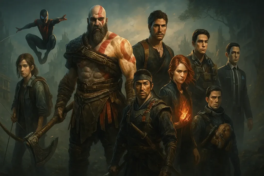 PlayStation Plus Extra characters – Kratos, Ellie, Nathan Drake, Jin Sakai, and more in cinematic digital artwork 